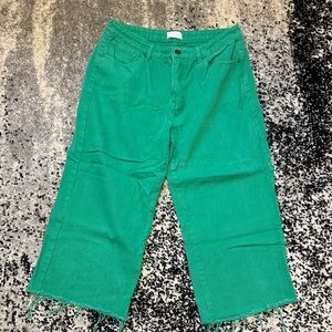 Pink Lily Kelly Green Cropped Jeans